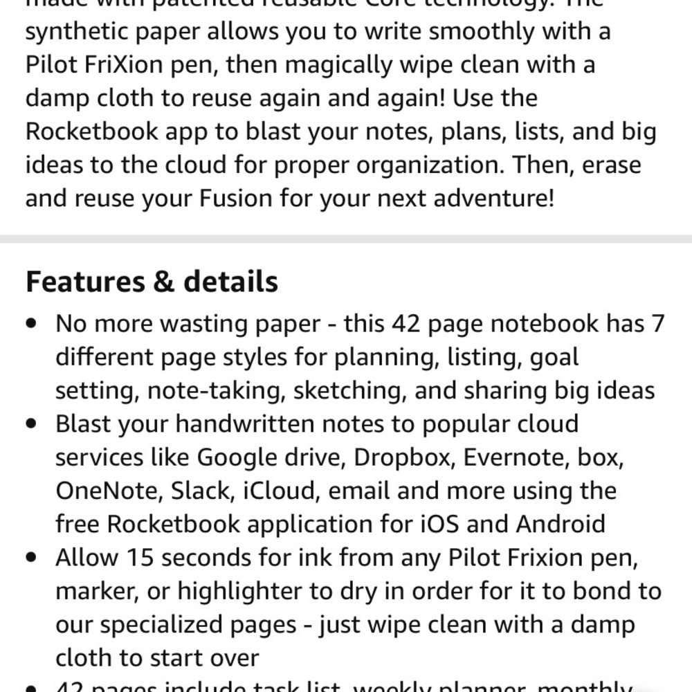 Rocket Book Fusion Reusable Notebook - Picture 4 of 7